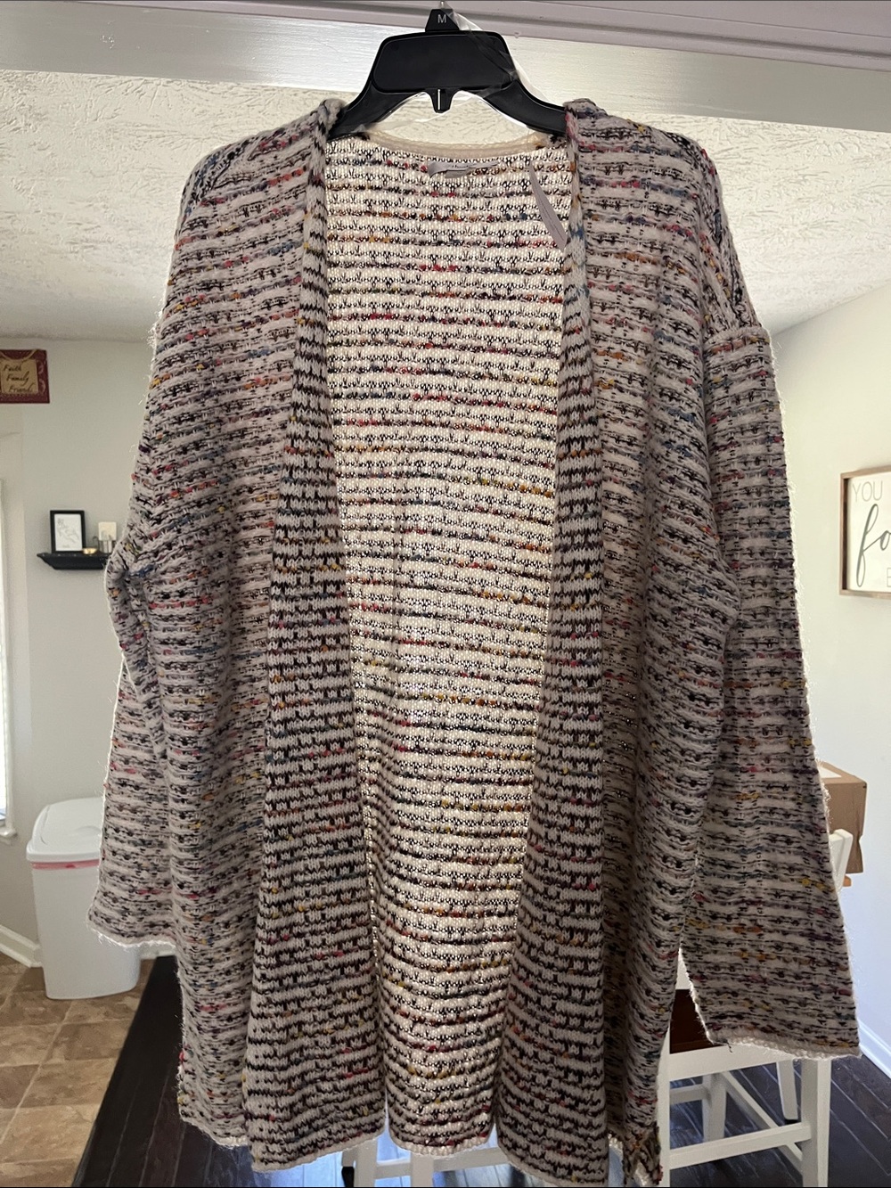 CJ BANKS Multicolor Knit Cardigan Sweater - Cream Base